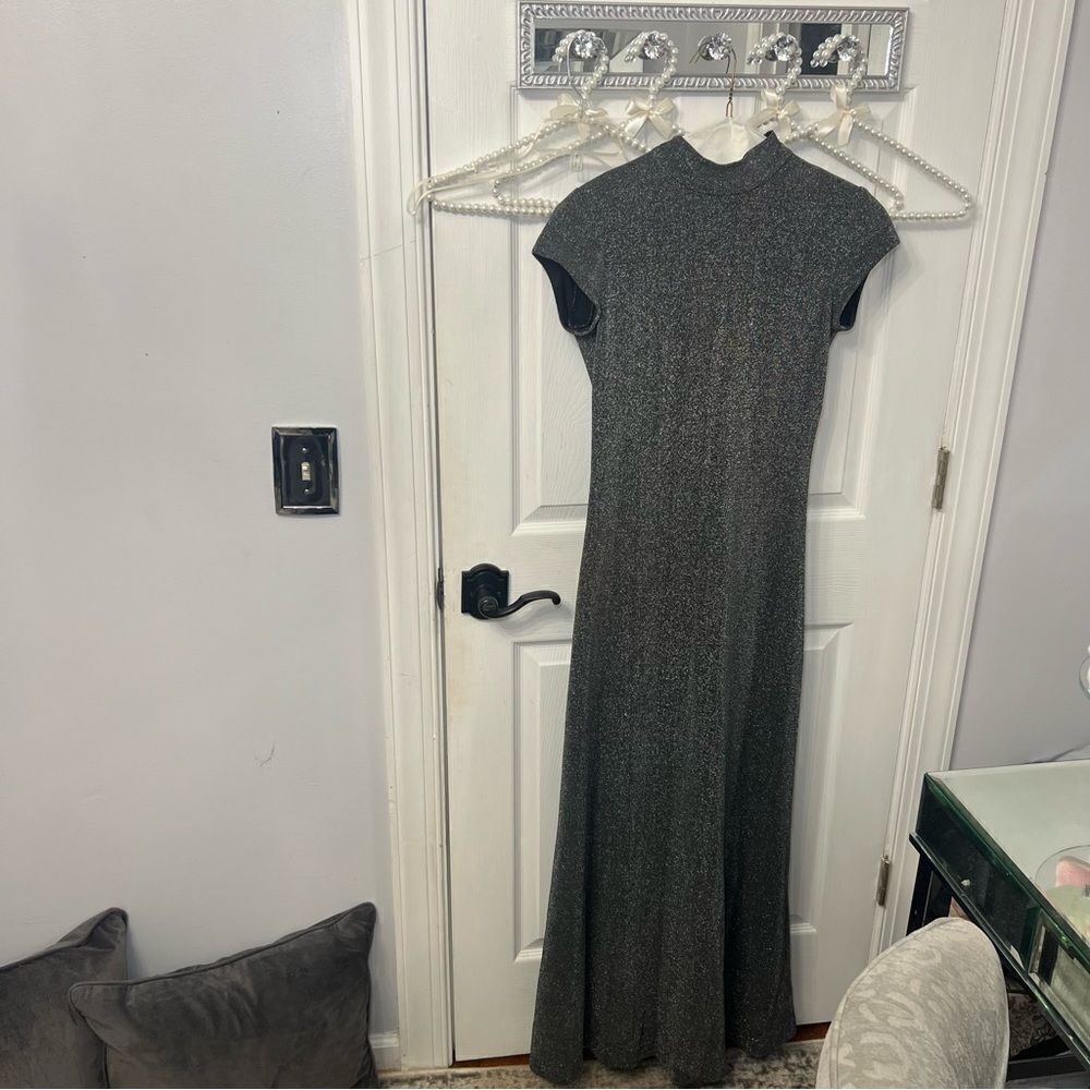 Vintage Em Francais Silver Shimmer Long Dress